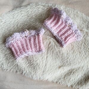 Pink and lavender crochet cuffs